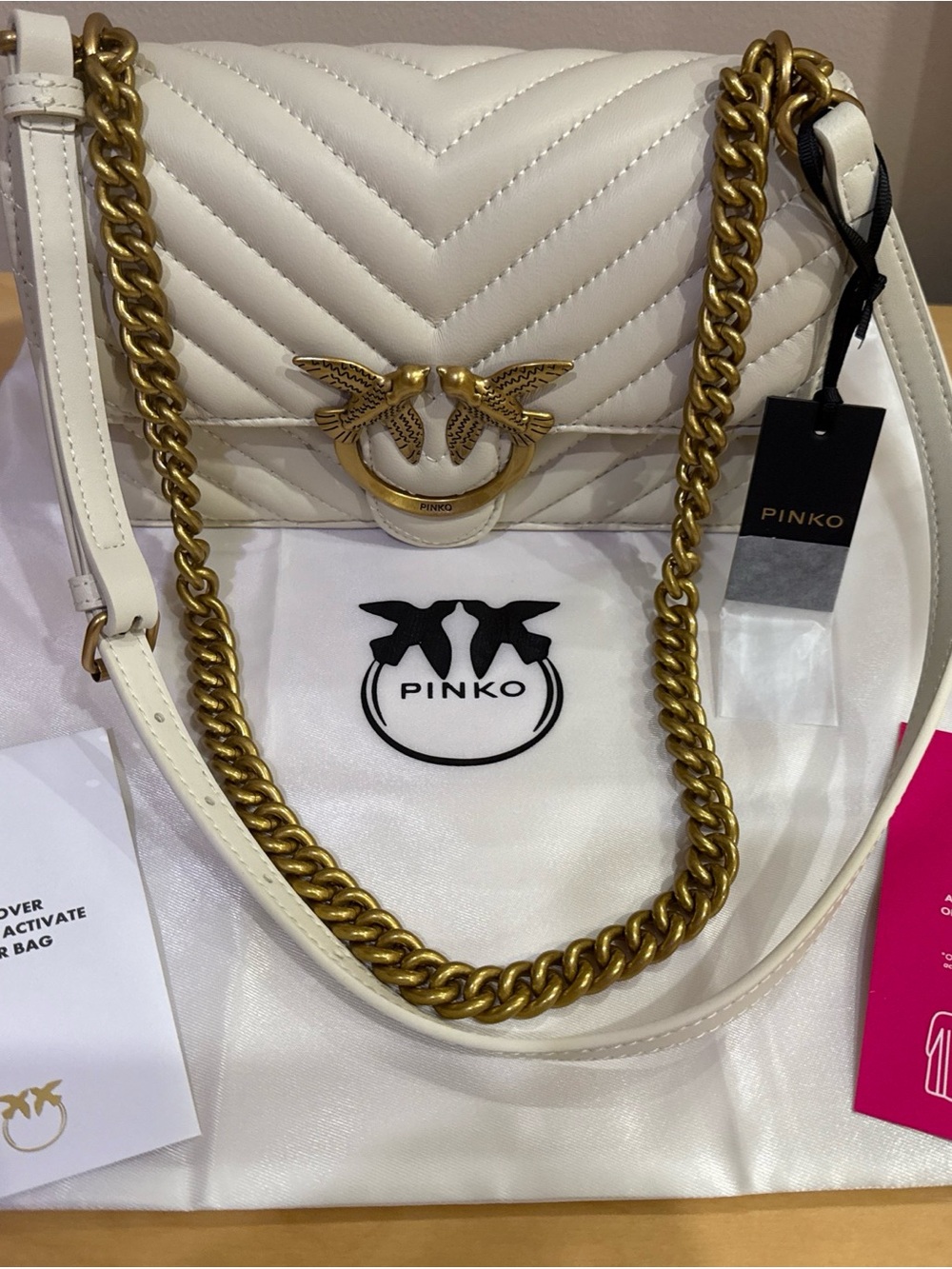Pinko Bag Authentic Brand New borsa mini chevron avorio